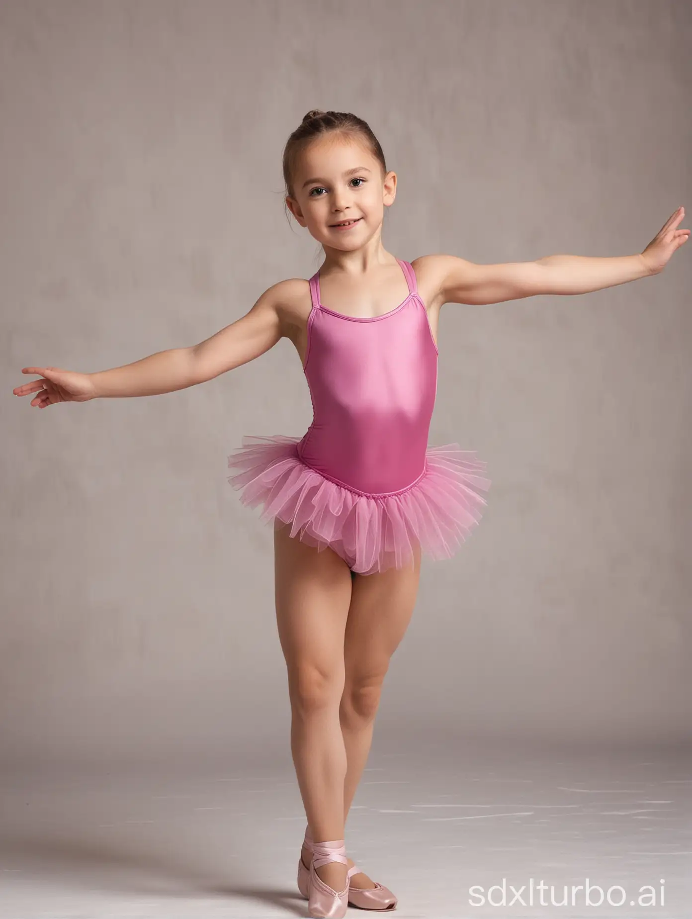 Muscular-6YearOld-Ballet-Girl-in-Vibrant-String-Swimsuit