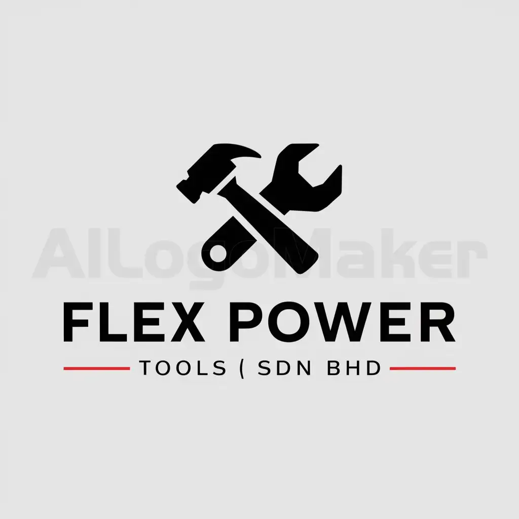 a logo design,with the text "FLEX POWER TOOLS (M) SDN BHD", main symbol:Hardware,Minimalistic,be used in Construction industry,clear background