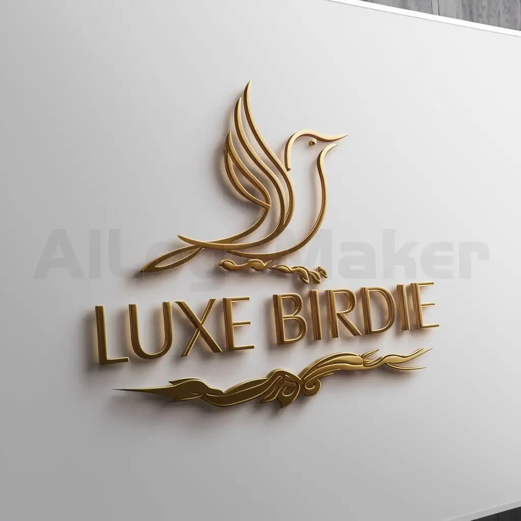 LOGO-Design-For-LUXE-BIRDIE-Elegant-Bird-Symbol-on-Clear-Background