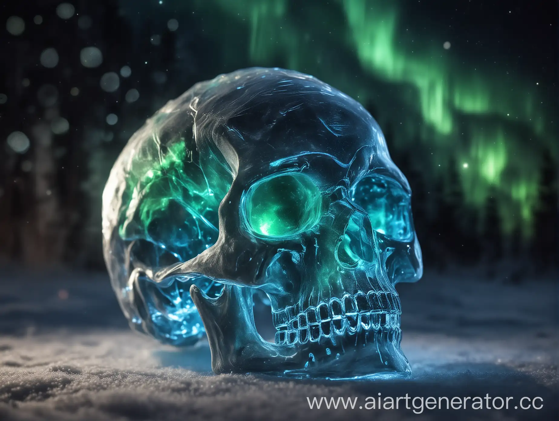 Northern-Lights-Illuminate-Crystal-Skull-in-Ethereal-Blur
