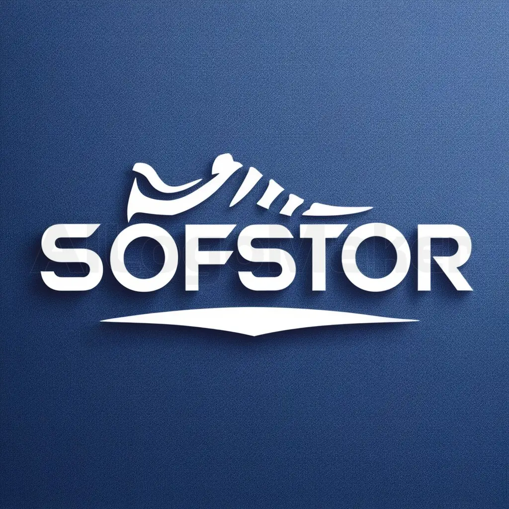 a logo design,with the text "SOFSTOR", main symbol:👟,Moderate,clear background