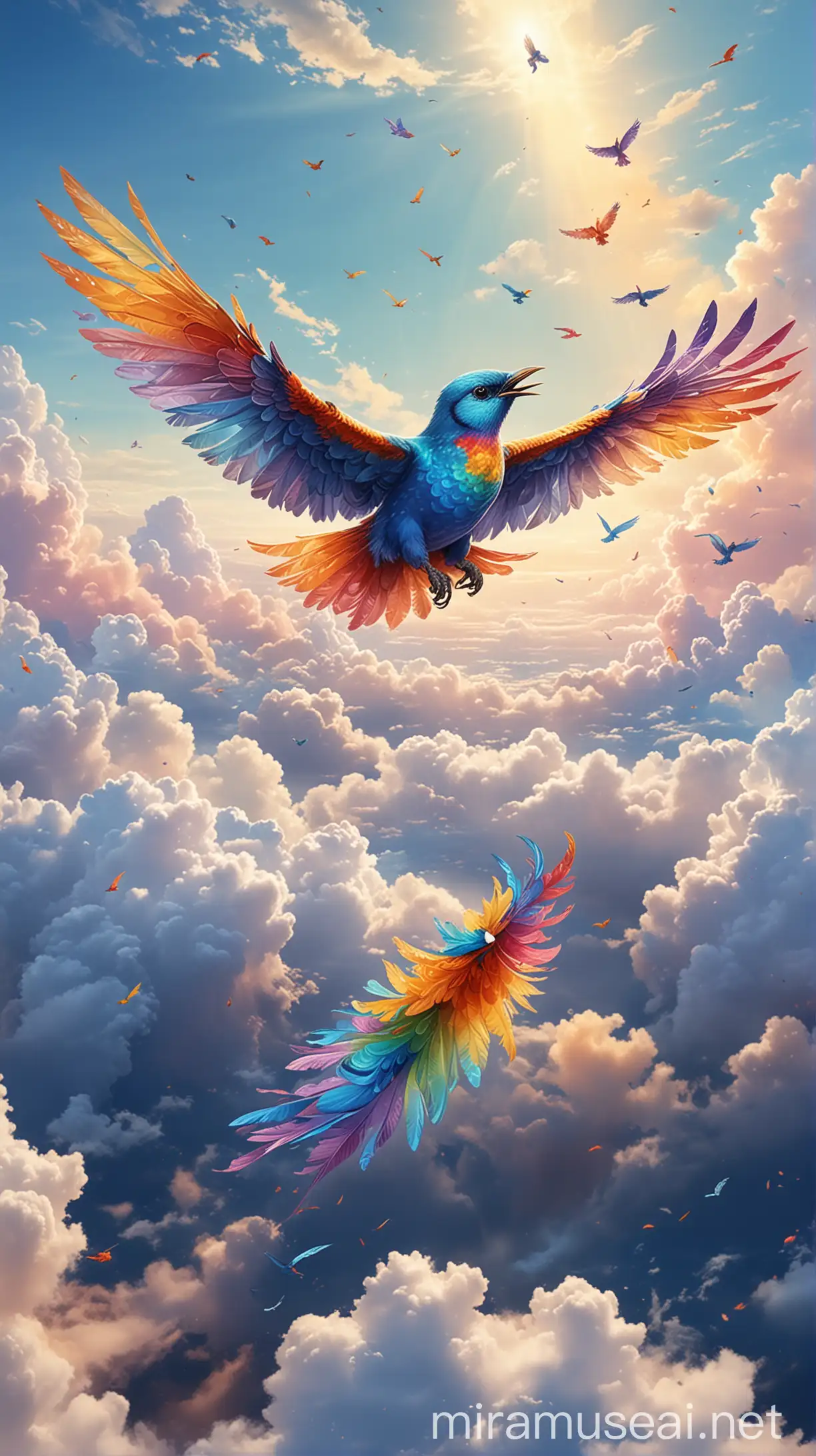 Vibrant Bird Soaring with Joy in the Boundless Sky
