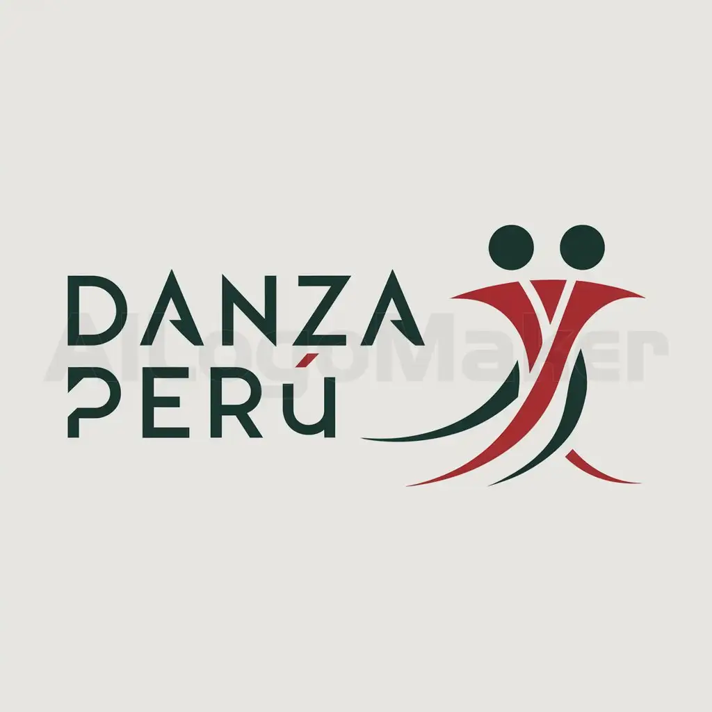 a logo design,with the text "Danza Perú", main symbol:pair of dancers,Minimalistic,be used in folclore industry,clear background