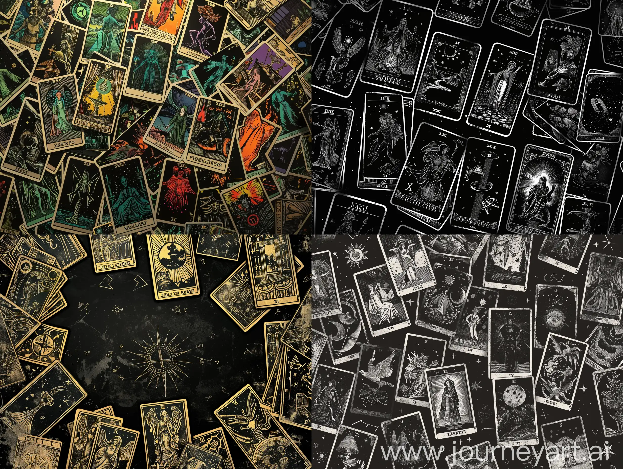 Tarot-Cards-on-Black-Background-with-Blurred-Effect