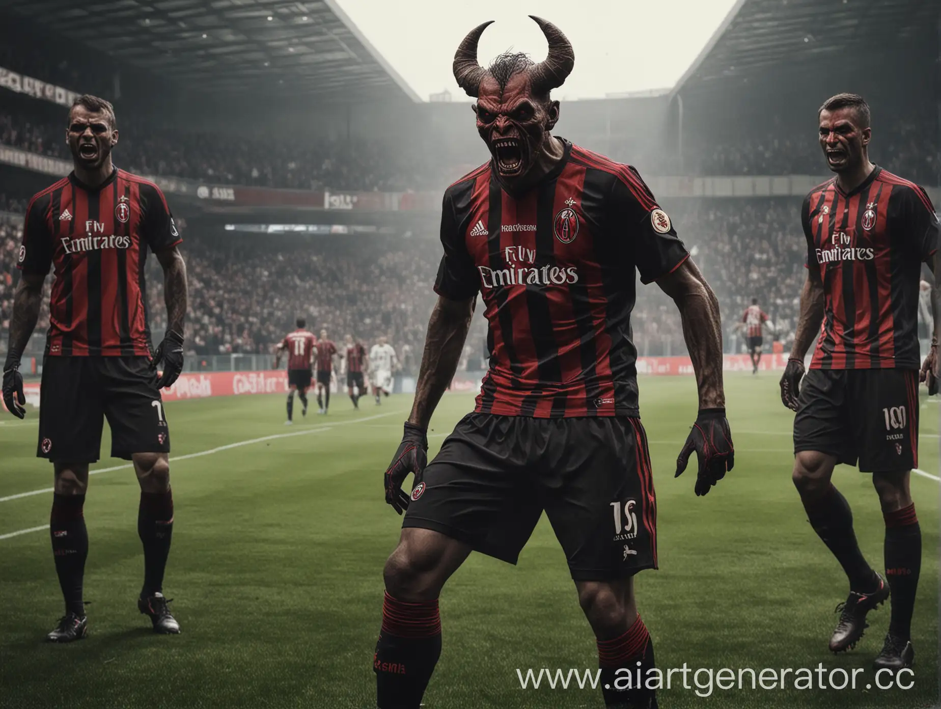 Демон в форме футбольного клуба Милан
