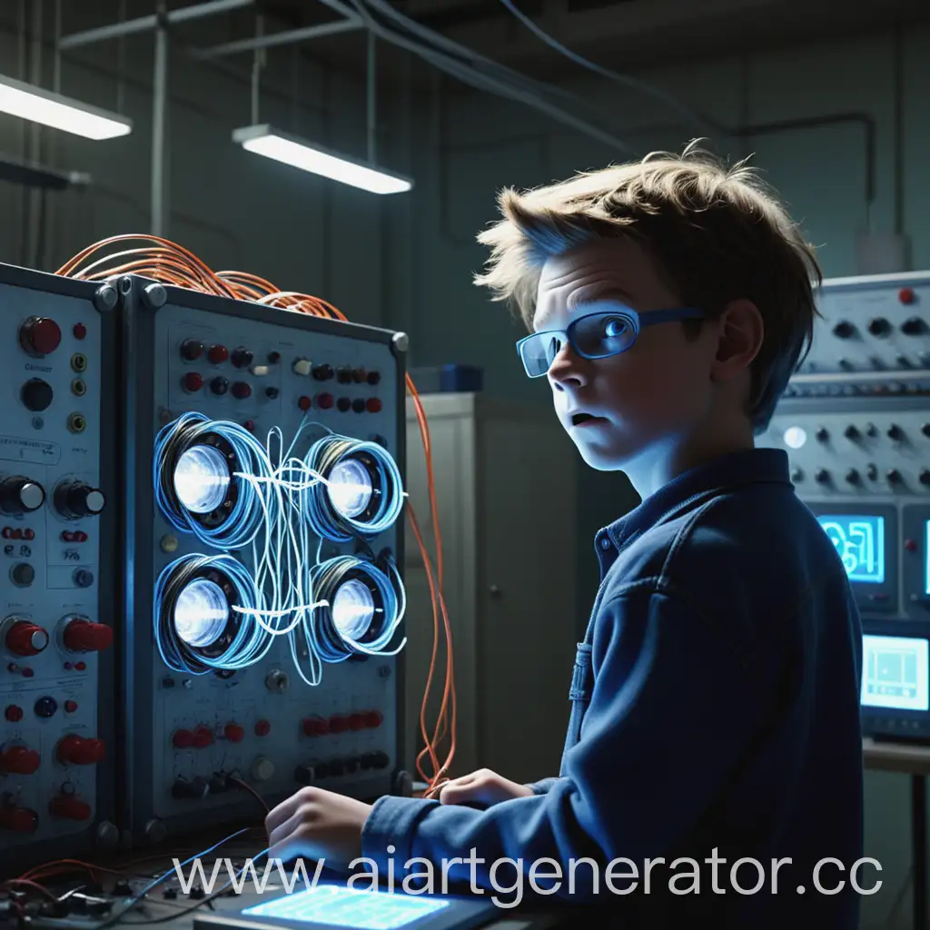 Главный герой фильма Электроник решает задачи по физике по теме электричество
