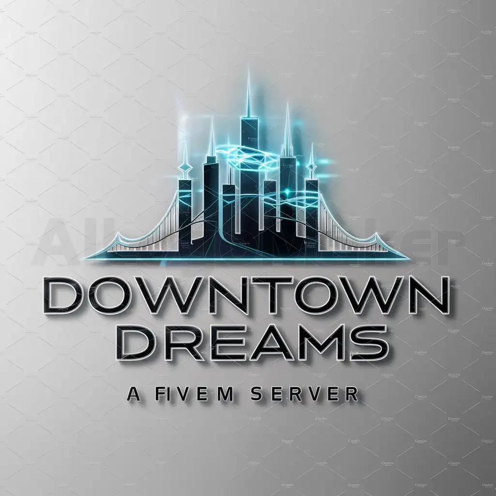 LOGO-Design-for-Downtown-Dreams-Futuristic-City-Skyline-with-Clean-Lines-for-Fivem-Server