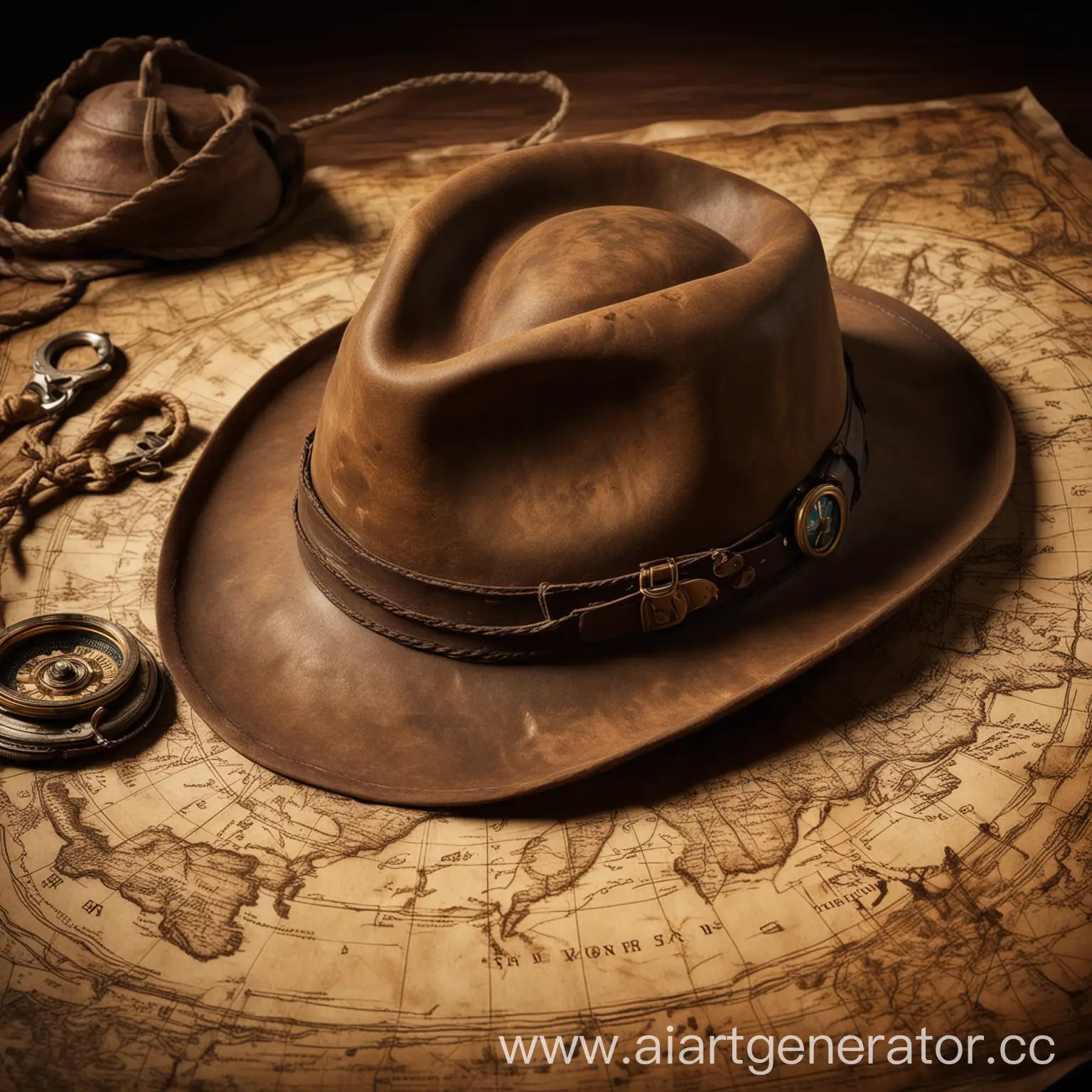 Vintage-Explorers-Hat-with-Treasure-Map-and-Compass-Adventure-Movie-Genre-Icon