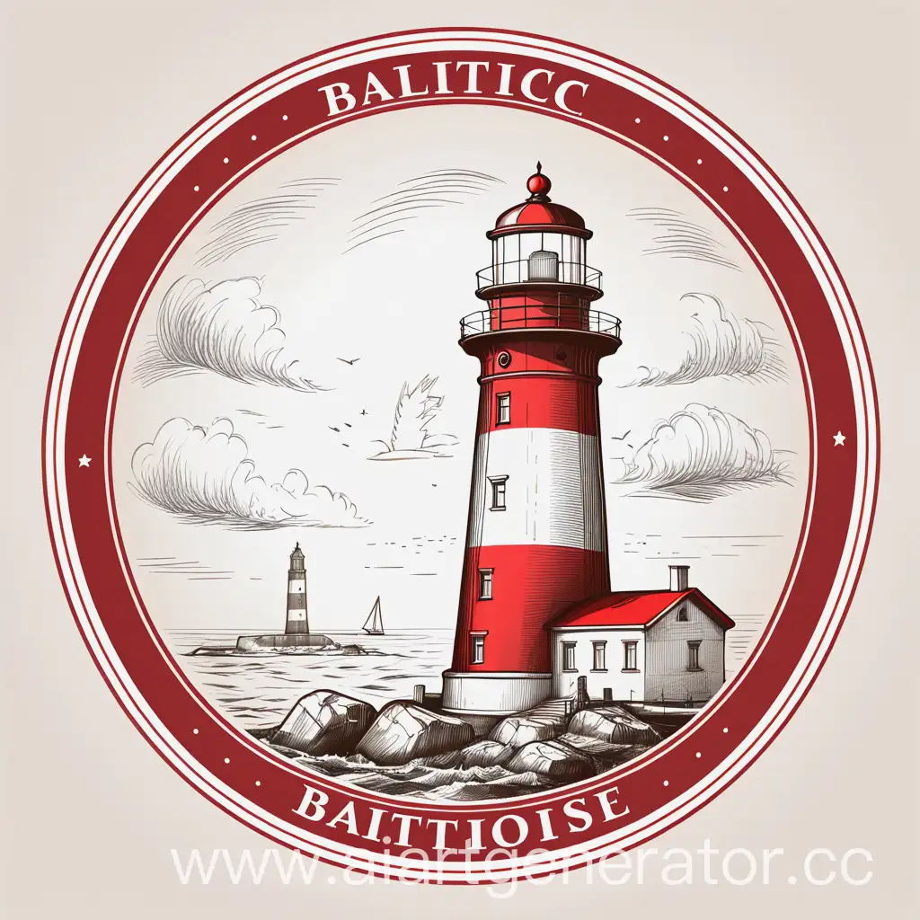 Vintage-Sketch-of-Baltic-Lighthouse-with-Classic-Red-and-White-Design