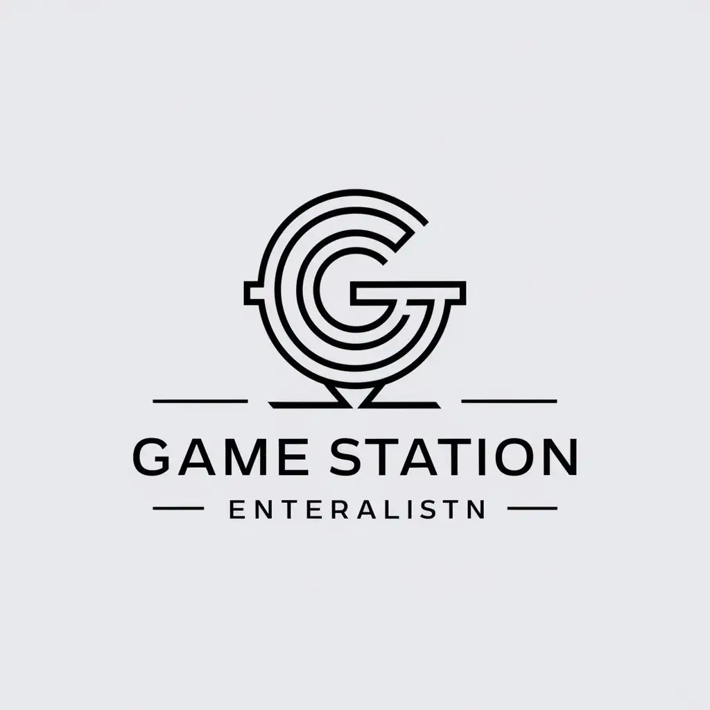 a logo design,with the text "game station", main symbol:merged initials,Minimalistic,clear background