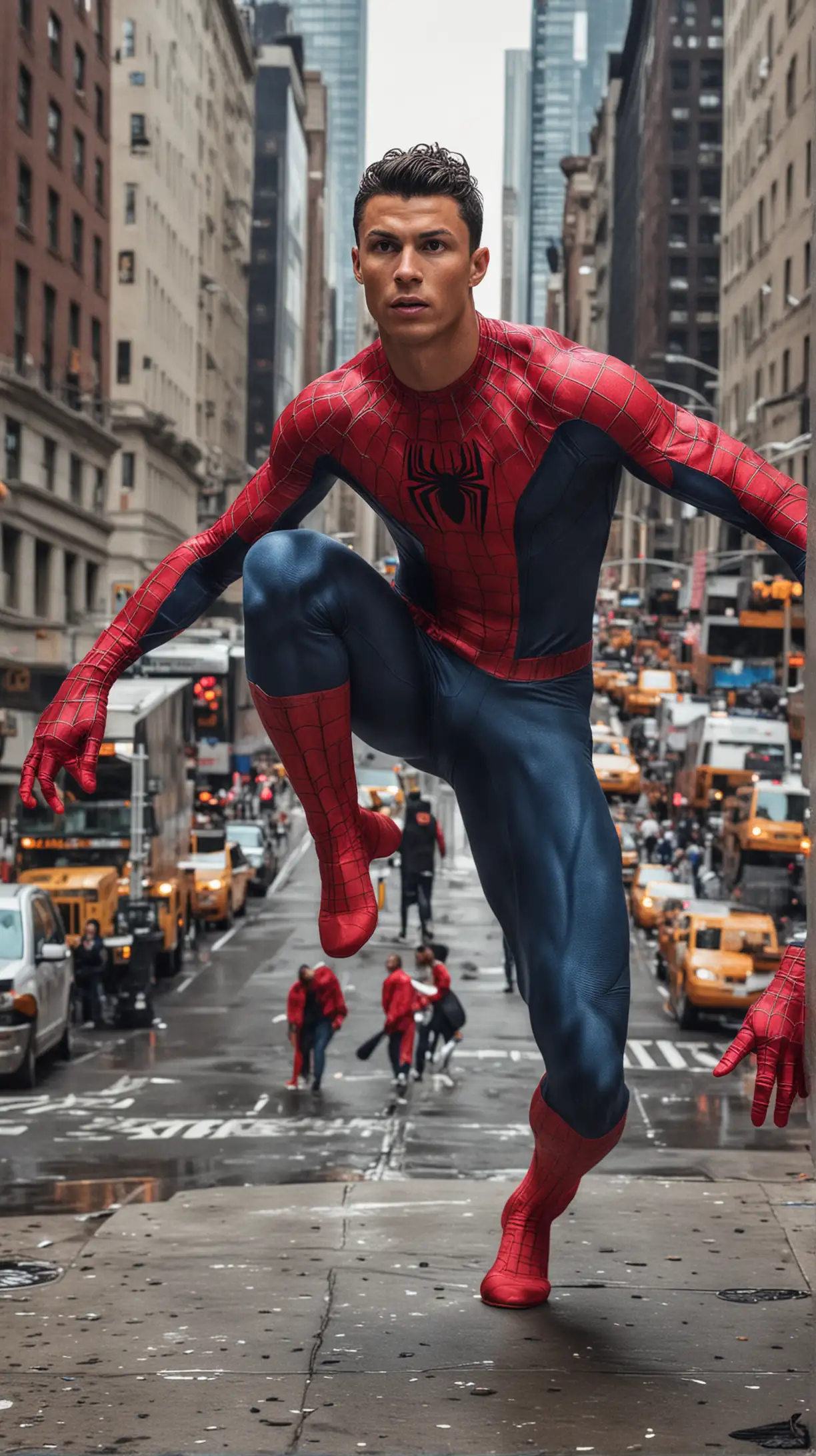 Cristiano Ronaldo as Spiderman in New York City Stunning 4K Image