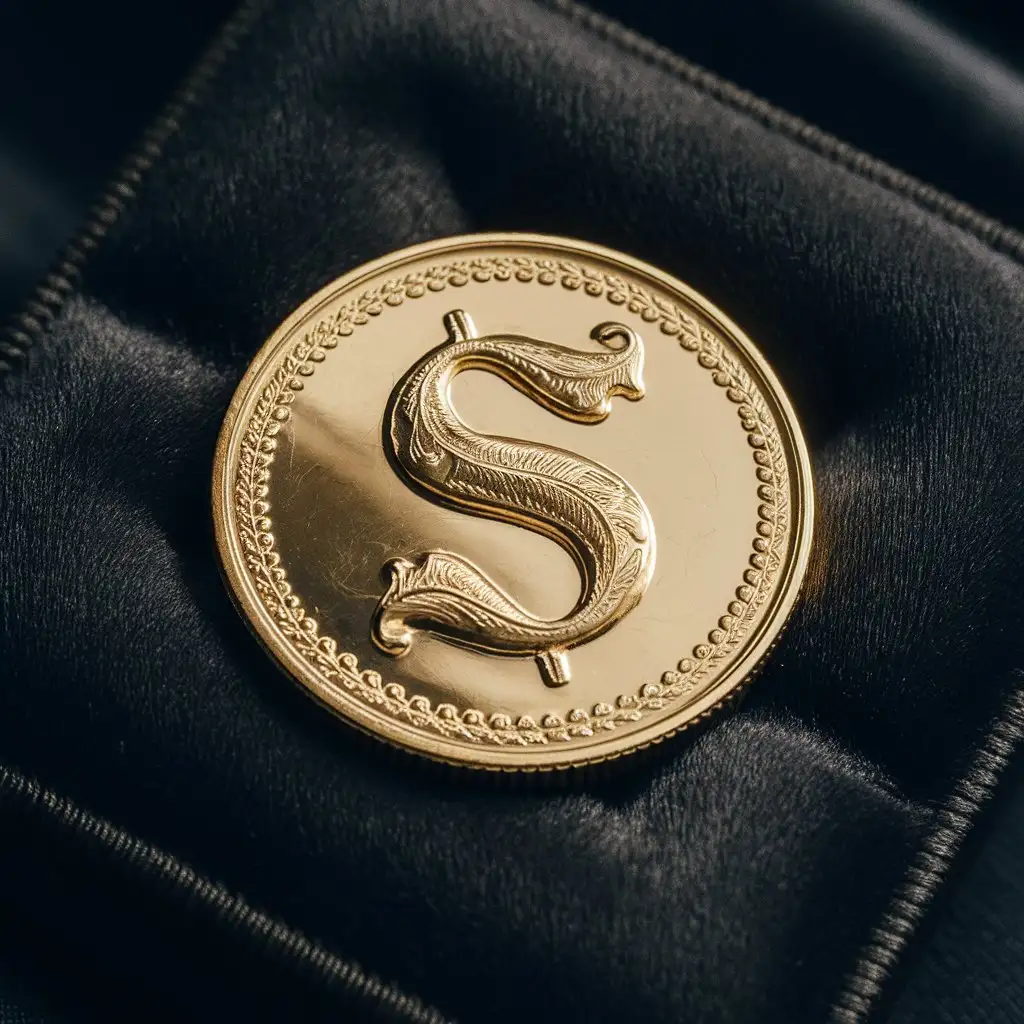 A gold coin with the letter "S" in the middle. The image size is 128x128
