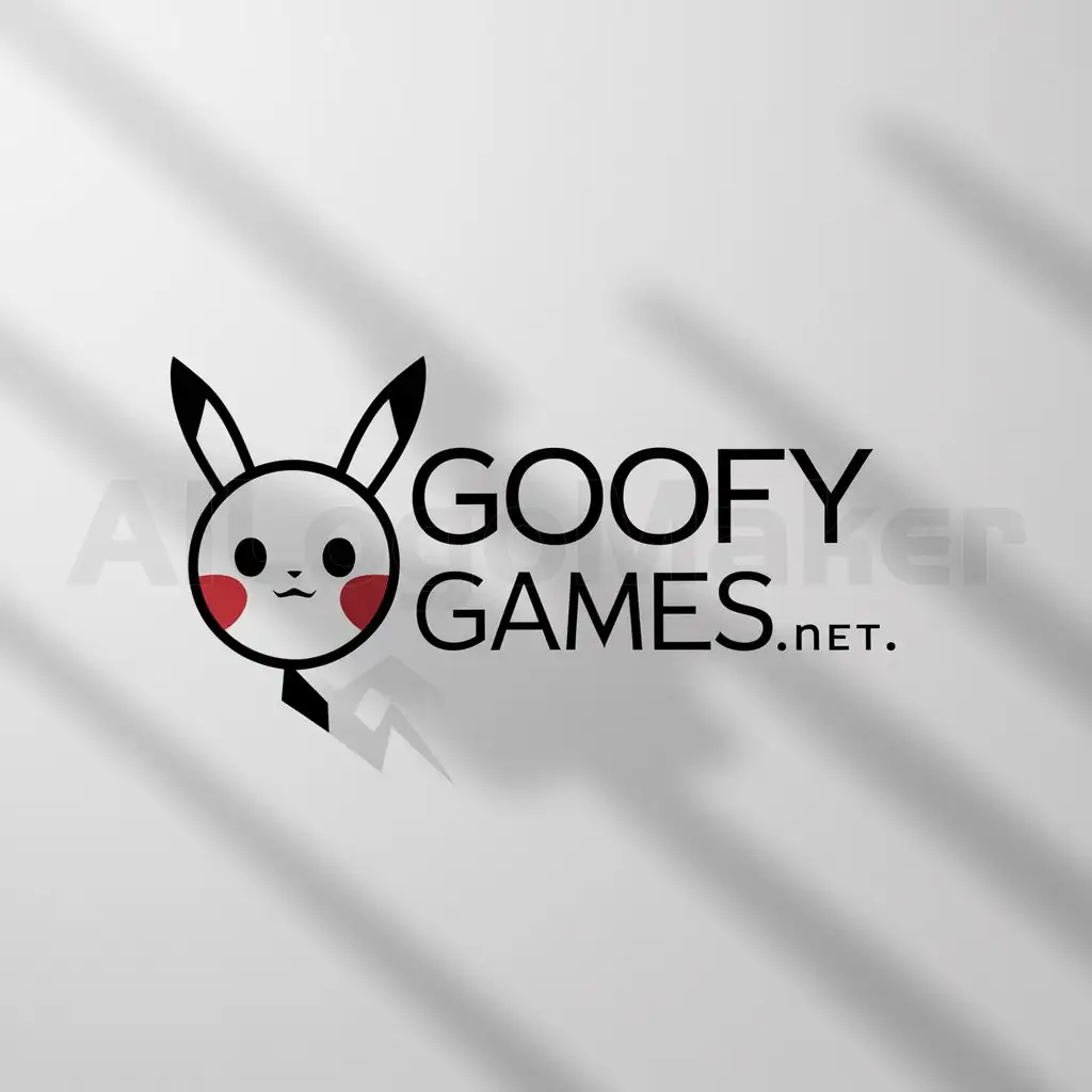a logo design,with the text "Goofy games.net", main symbol:Create a logo with the similar pokeman universe but not actual pokemon cartoon,Minimalistic,be used in Games industry,clear background