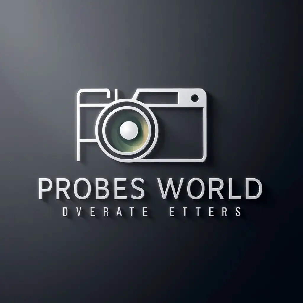 a logo design,with the text "probes world", main symbol:camera,Moderate,clear background
