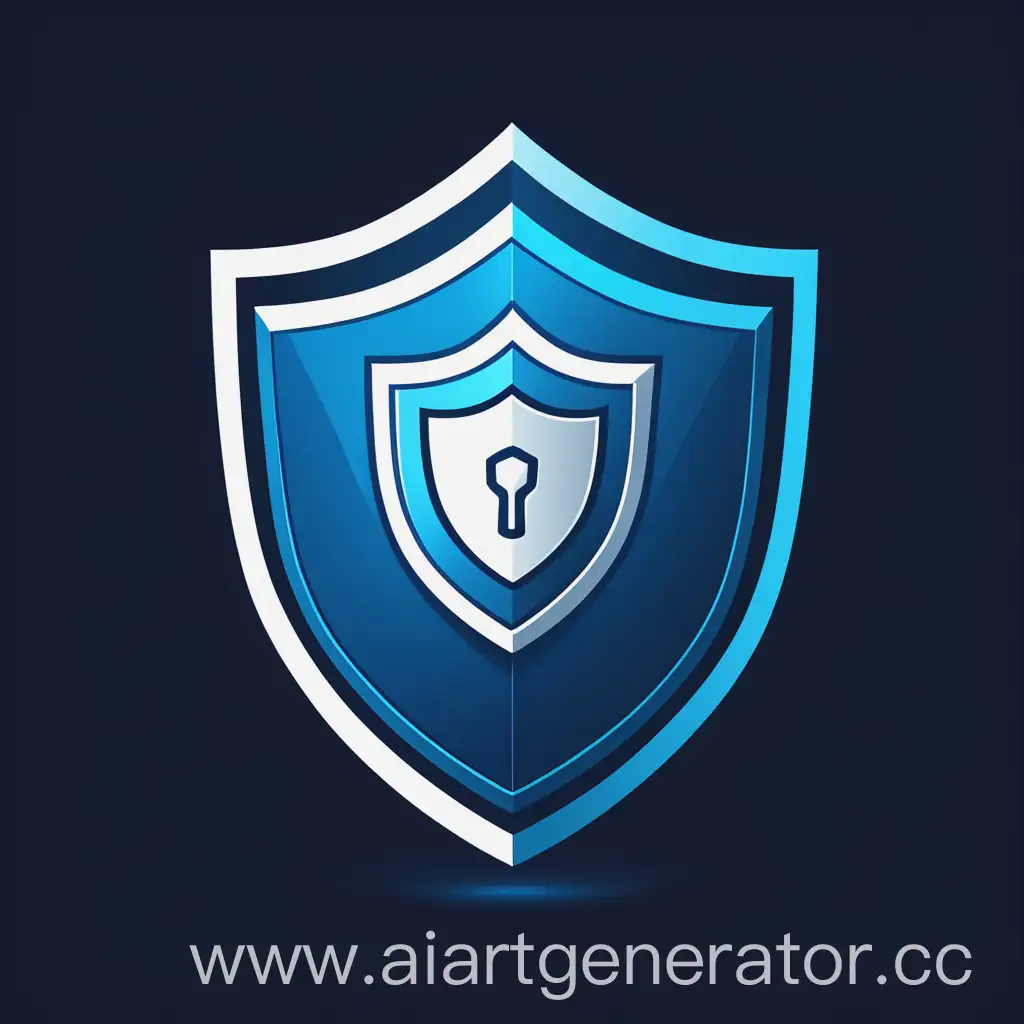 Make me a blue shield giving vibes of online security but in 2d logo style