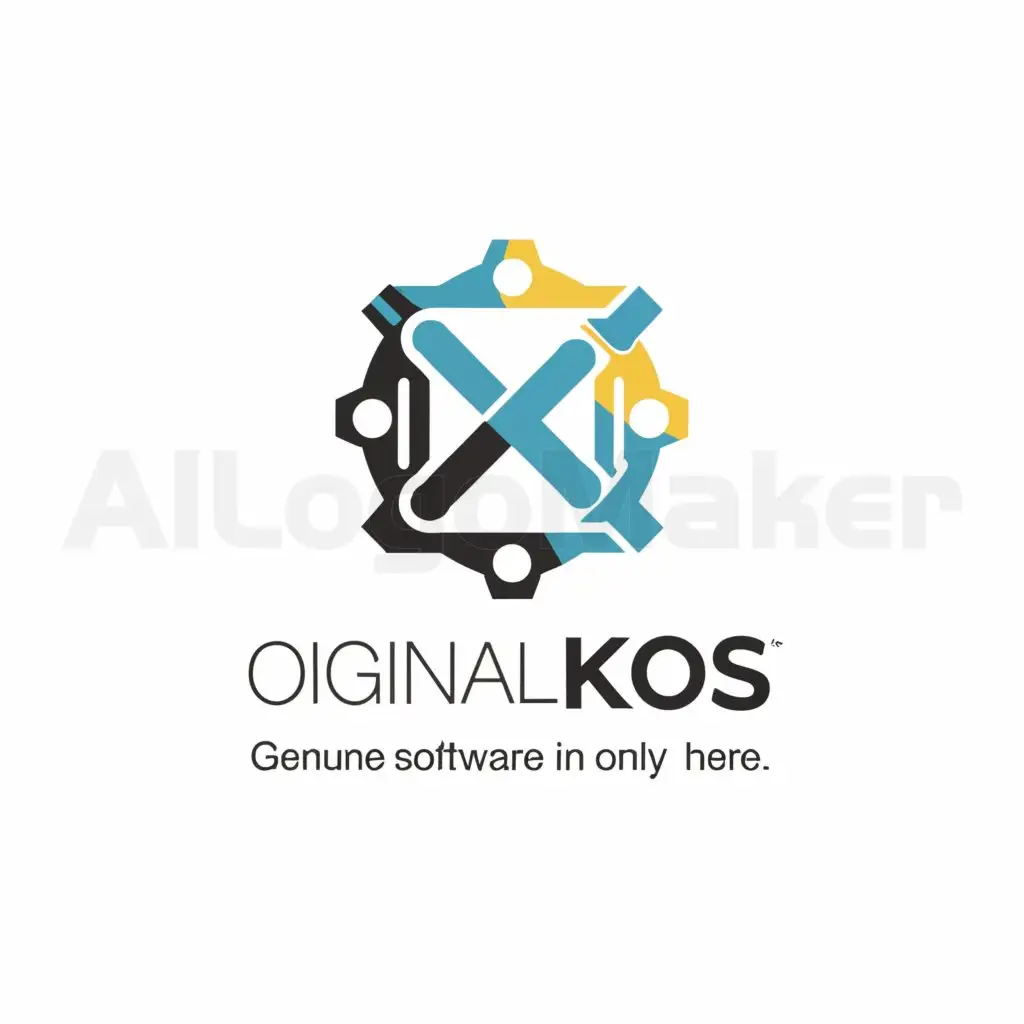 a logo design,with the text "Original Kios Software", main symbol:"Reliability Assurance in Every Byte: Genuine Software, Only Here",Moderate,be used in Technology industry,clear background
