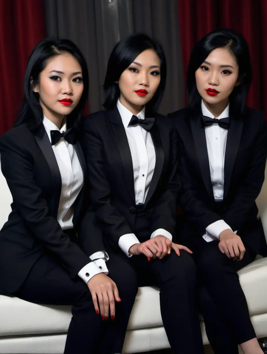 Stylish-Vietnamese-Women-in-Matching-Tuxedos-Sitting-on-Couch