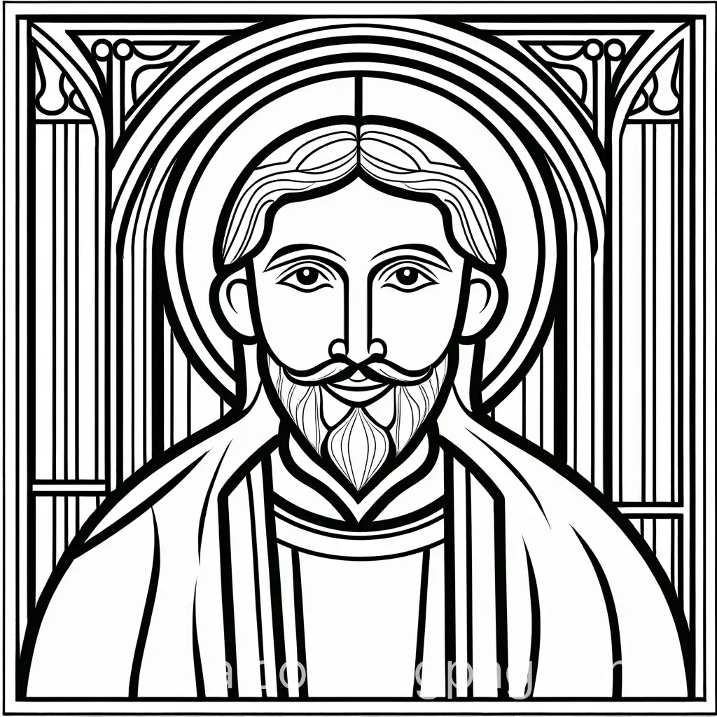 Saint-Alban-Icon-Coloring-Page-Simple-Line-Art-on-White-Background