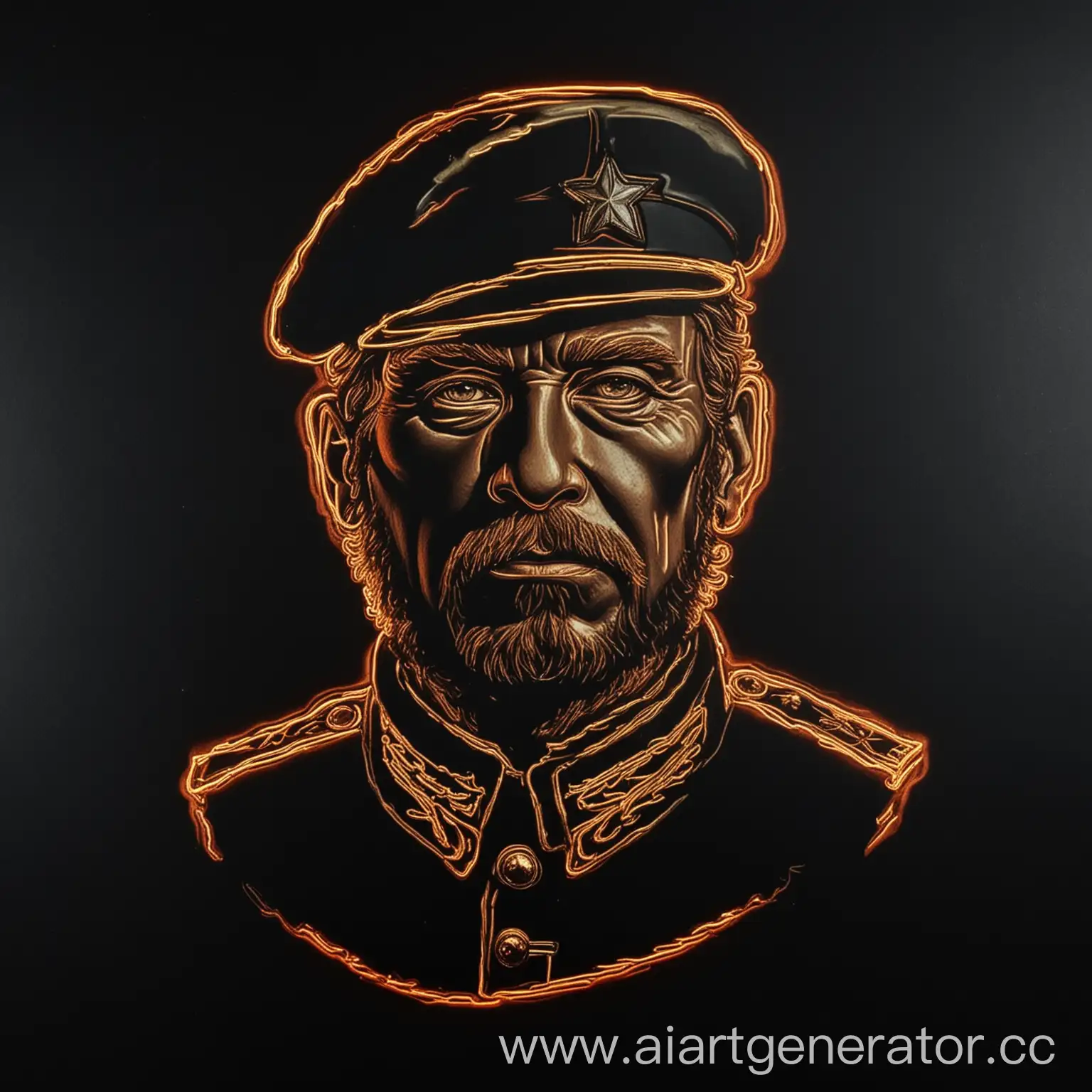 Нарисуй военного чвк Вагнера с неоновой обдводкой на черном фоне