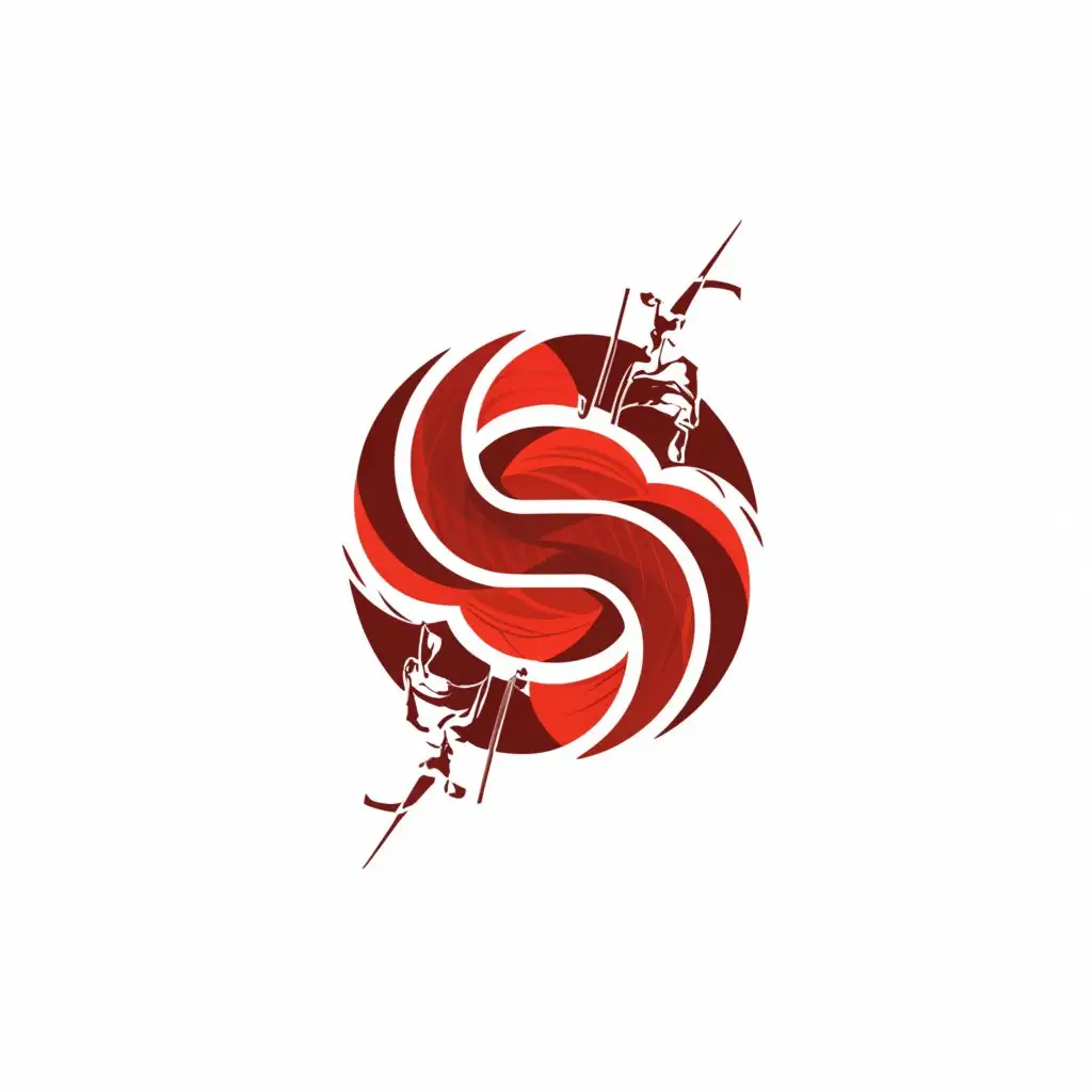 a logo design,with the text "S", main symbol:letter S, japanese red sun, samurai, katana,Moderate,be used in Entertainment industry,clear background