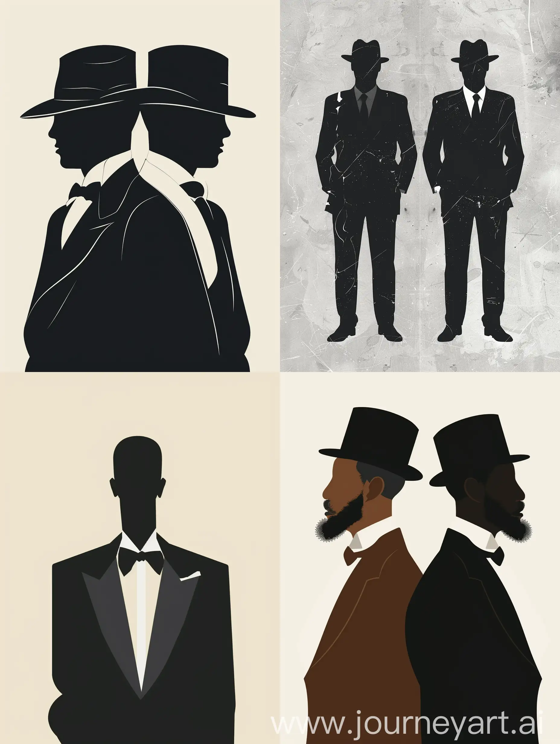 Minimalistic vector art black gentlemen