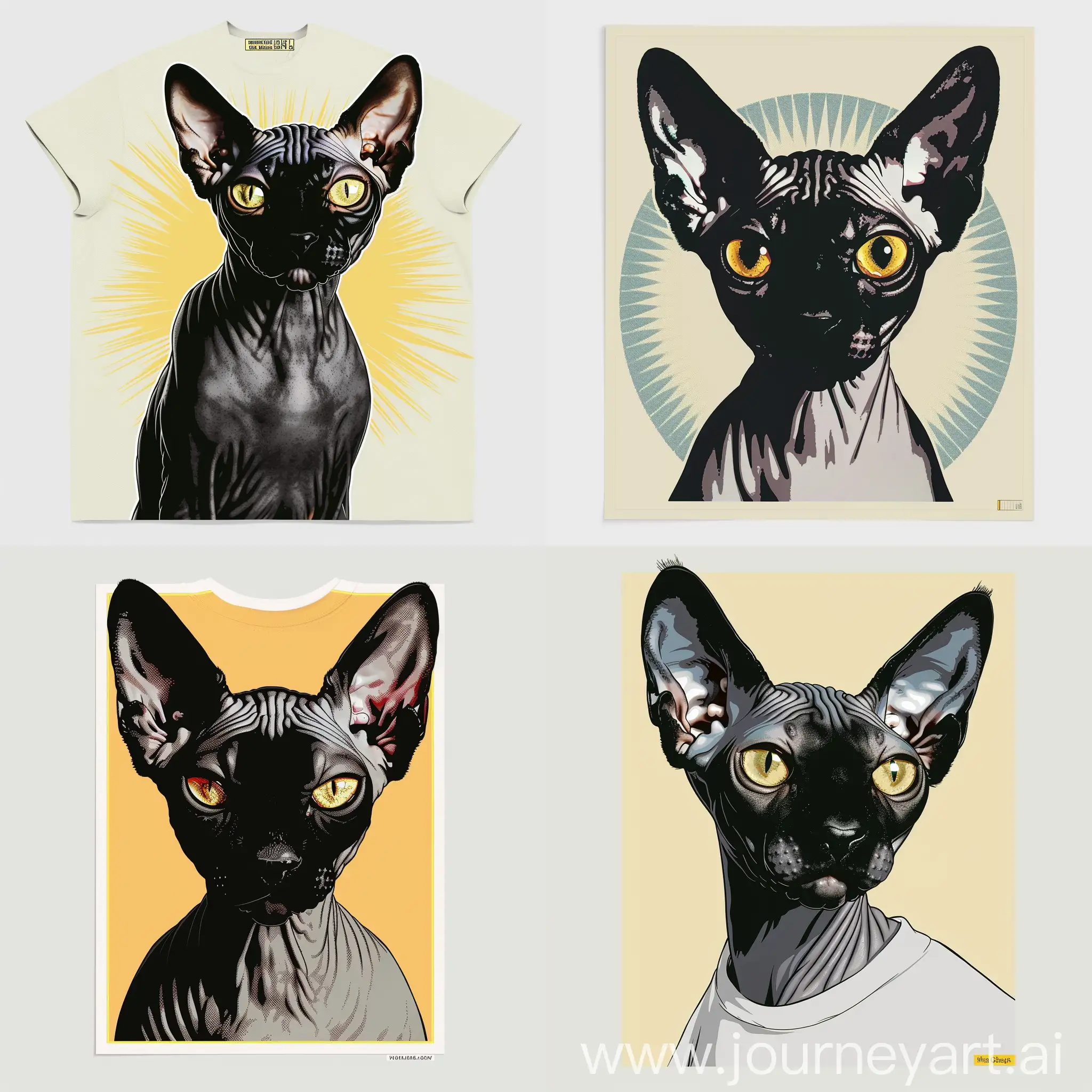 Comic-Style-Black-Sphynx-Cat-Portrait
