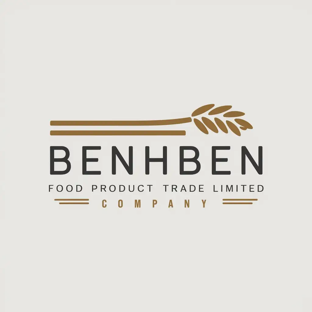 a logo design,with the text "BenhBen food product trade limited company", main symbol:wholesome rice,Minimalistic,be used in Retail industry,clear background