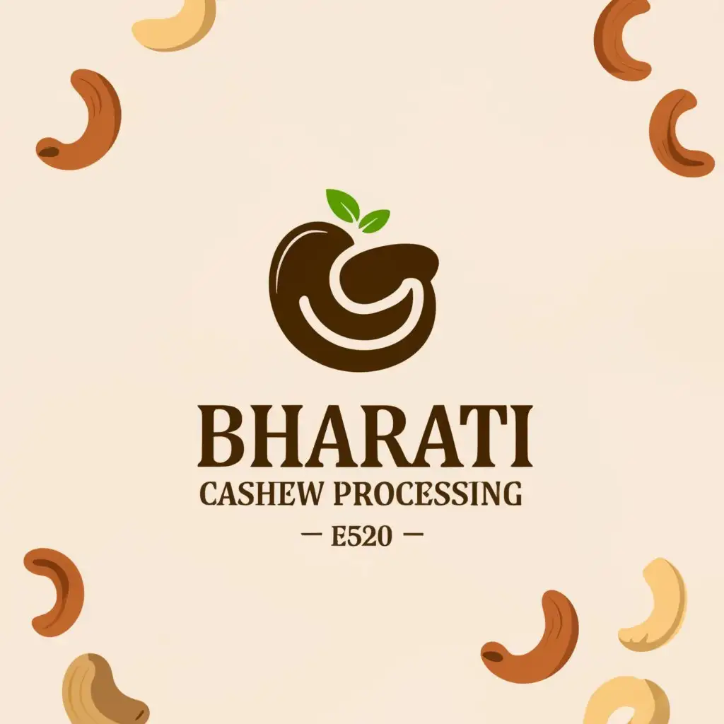 a logo design,with the text "bharati cashew processing", main symbol:Cashew,Moderate,be used in cashew industry,clear background
