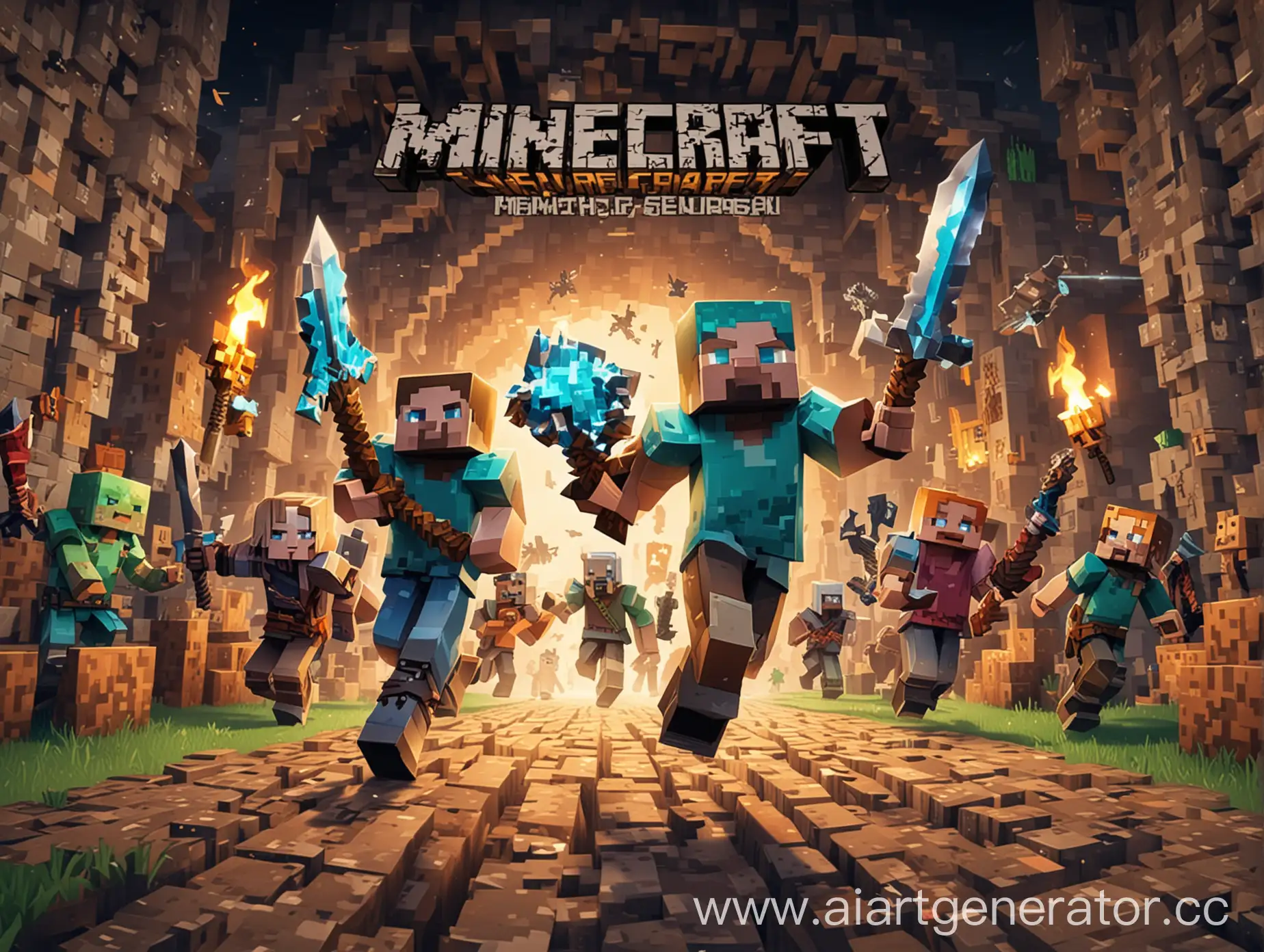 Magical-Minecraft-Players-with-Enchanted-Weapons