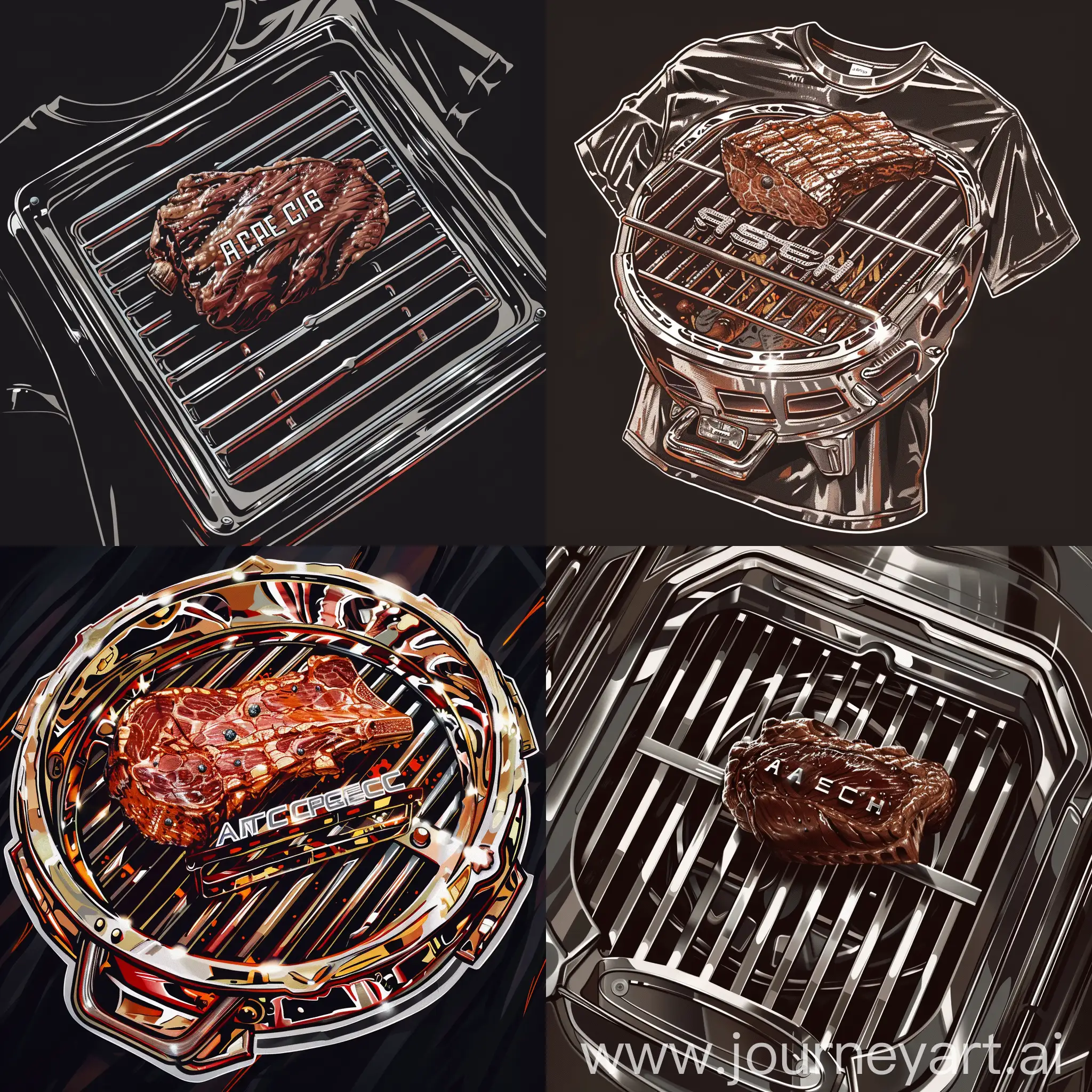 Asteroid-Brisket-Barbecue-TShirt-Chrome-Style-Grill-Design