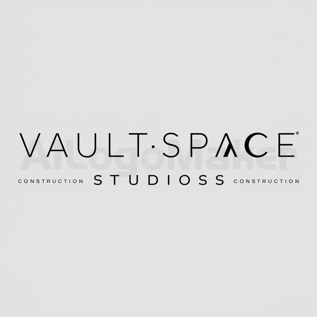 a logo design,with the text "VAULTSPACE STUDIOS", main symbol:Minimalistic font text with moon on the C of Space word,Minimalistic,be used in Construction industry,clear background
