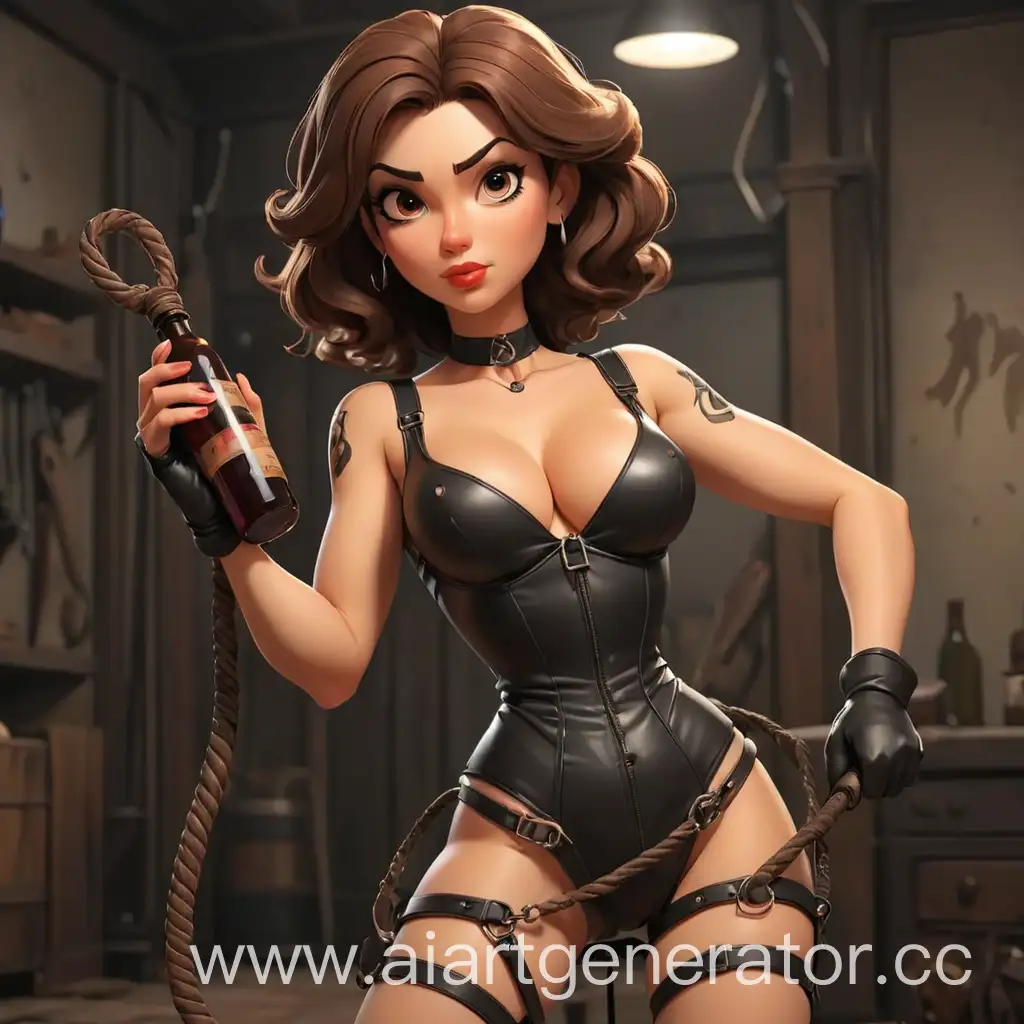 Cartoon-Woman-Holding-Whip-and-Bottle-in-BDSM-Scene