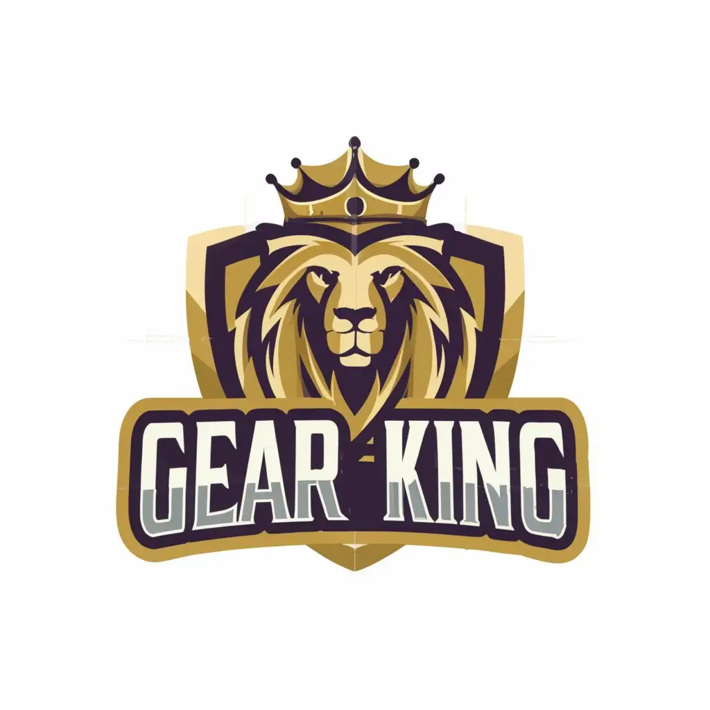 a logo design,with the text "Gear King", main symbol:gear king's crown lion,complex,be used in Sports Fitness industry,clear background