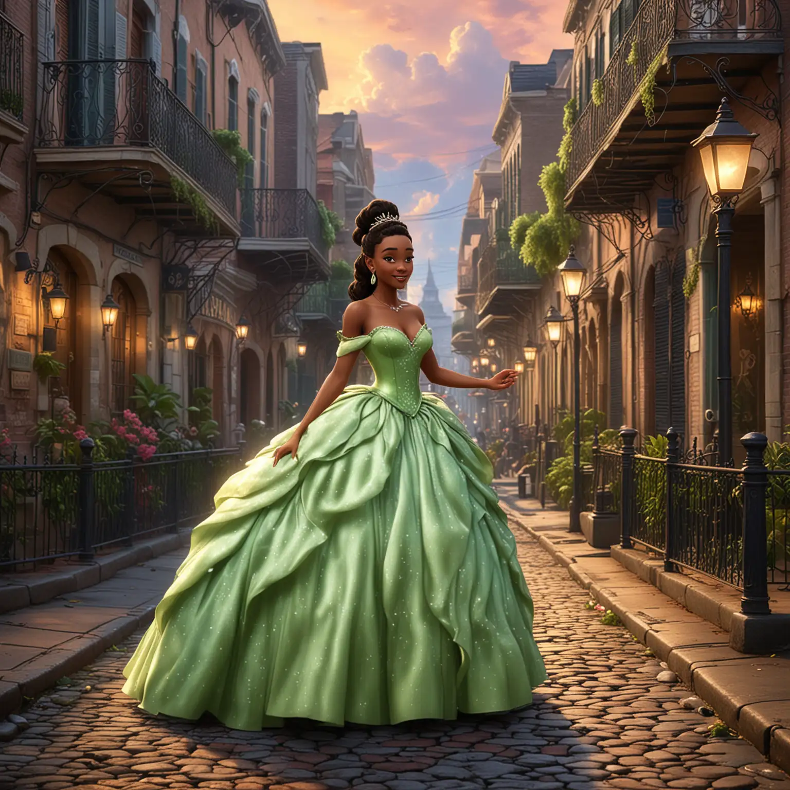 New orleans theme background, princess tiana movie, realistic