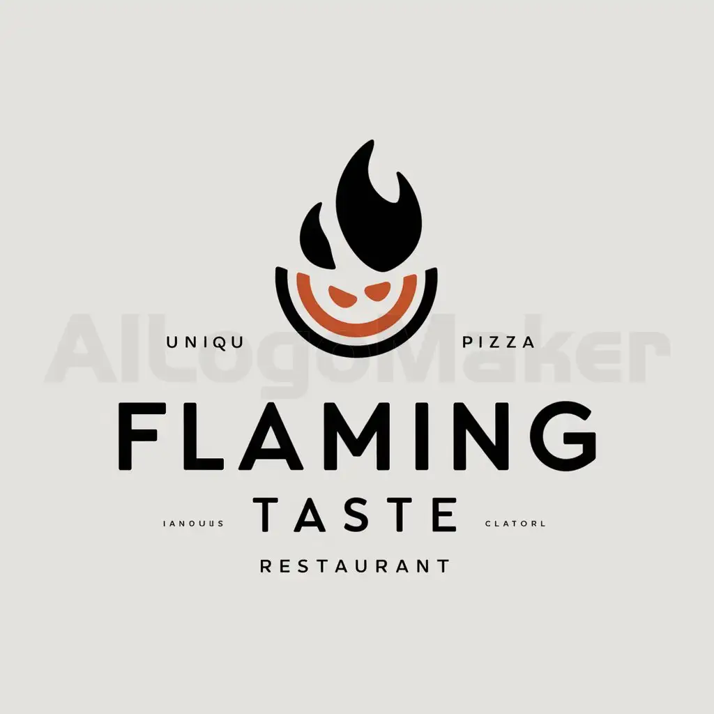 a logo design,with the text "Flaming Taste, Restaurant", main symbol:Une pizza,Moderate,be used in Restaurant industry,clear background