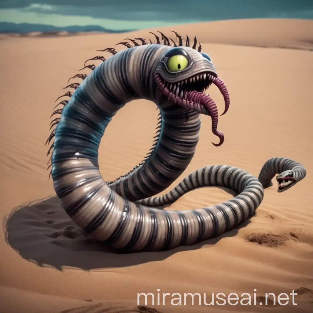 Spectacular Sandworm from BEETLEJUICE Enormous Creature Emerging from the Desert