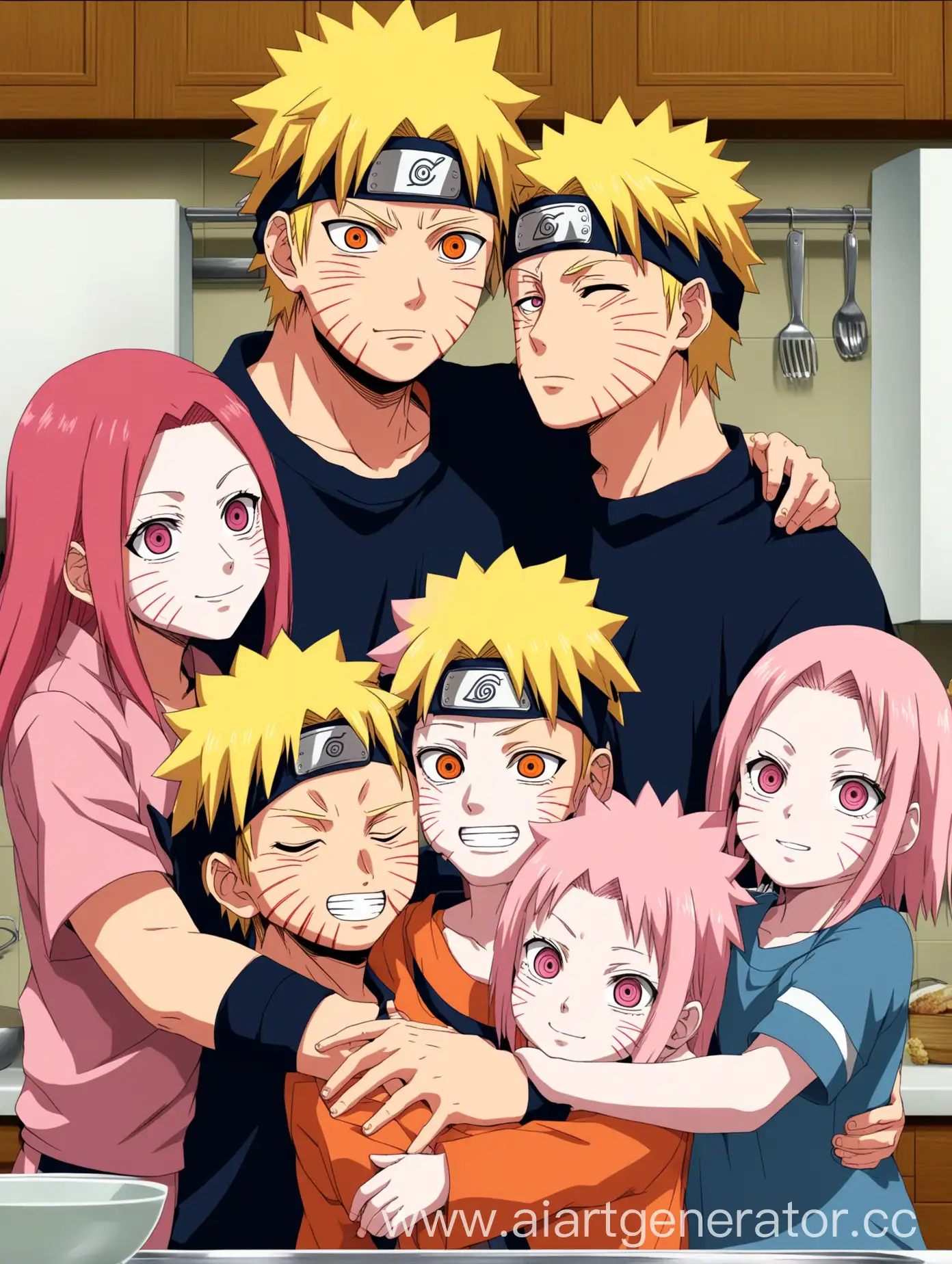 Naruto-and-Sakura-Family-Kitchen-Embrace