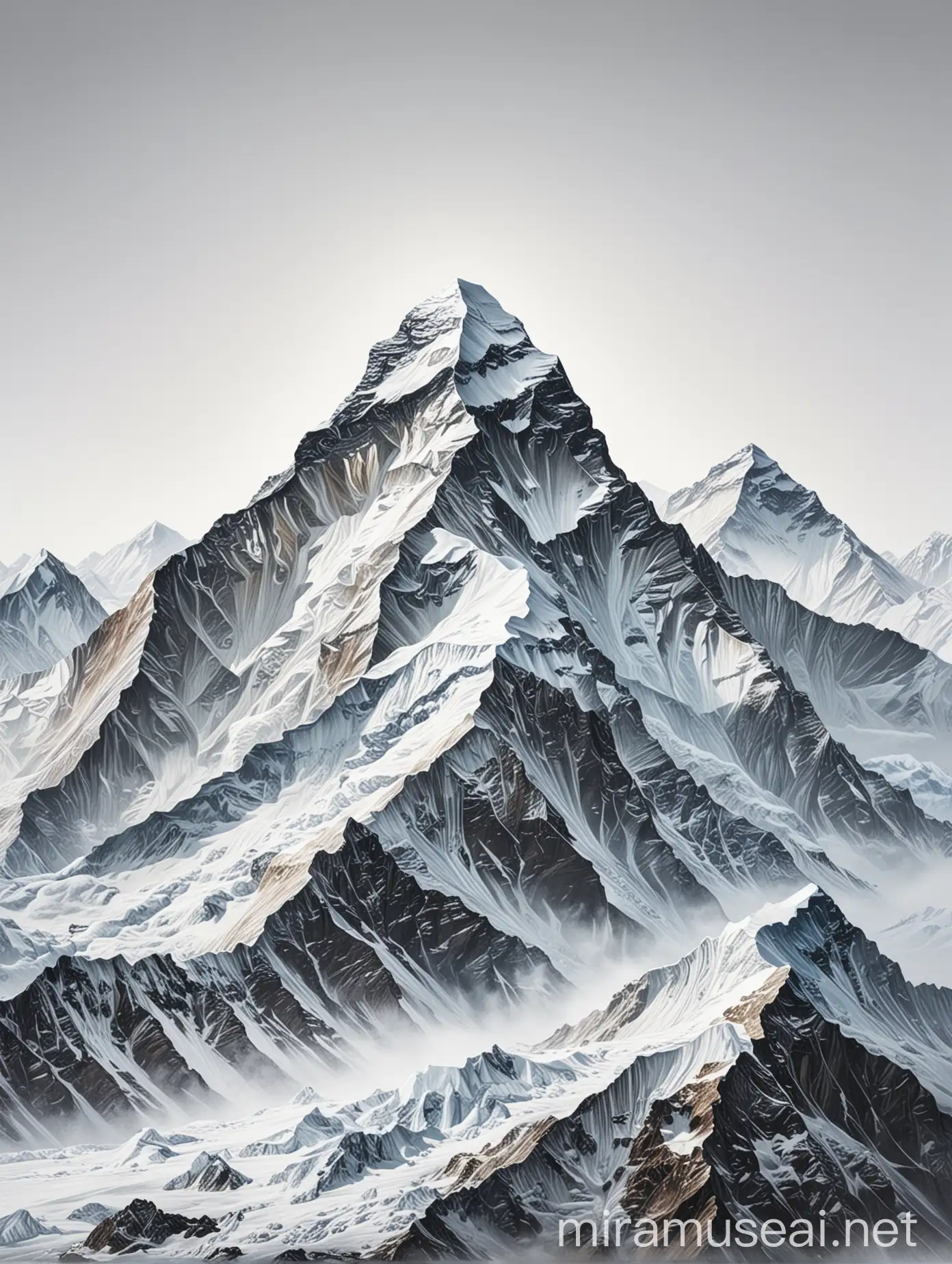 Majestic Mount Everest Landscape Art on White Background