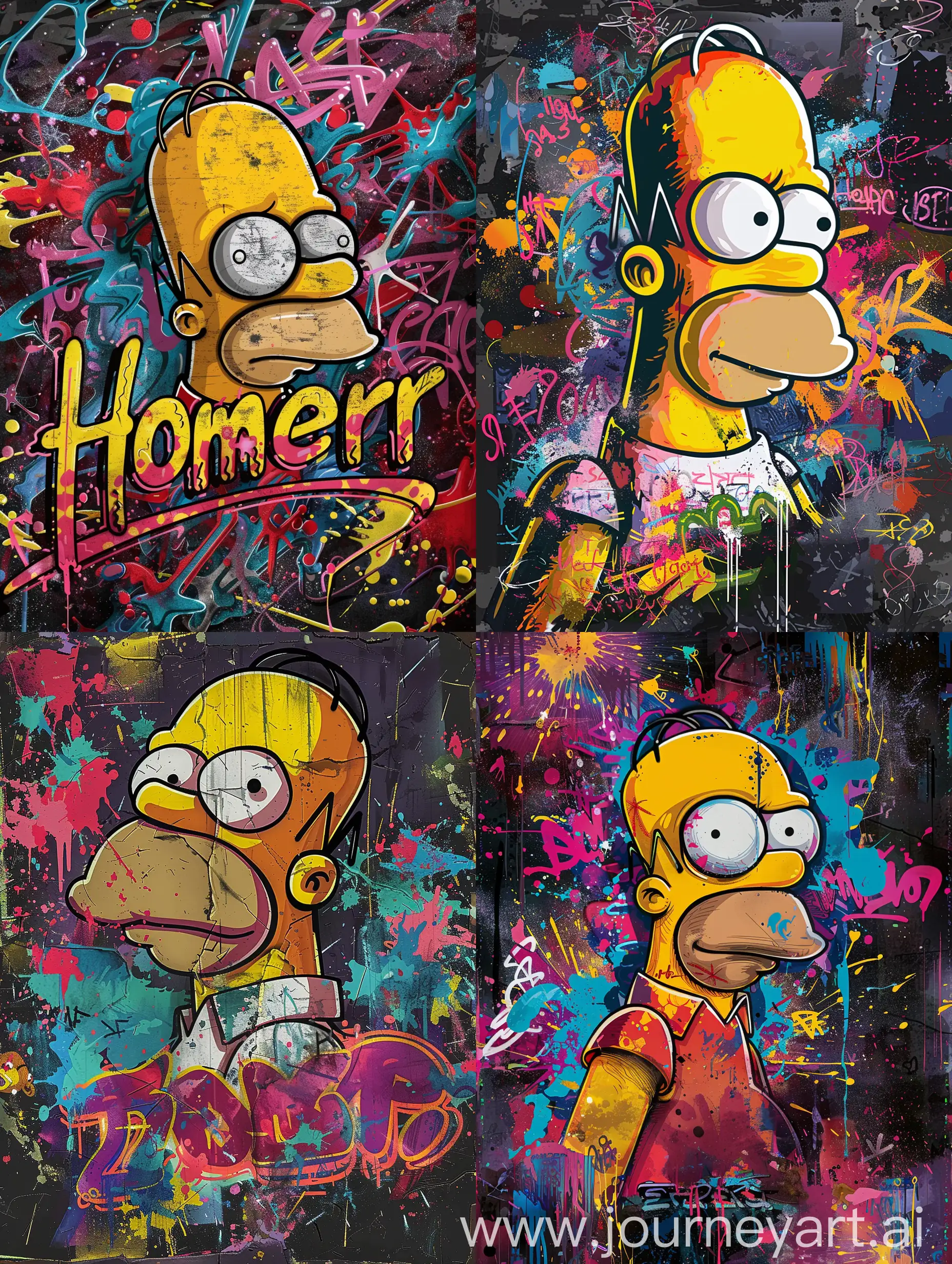 Vibrant-Urban-Graffiti-Portrait-of-Homer-Simpson-on-Canvas