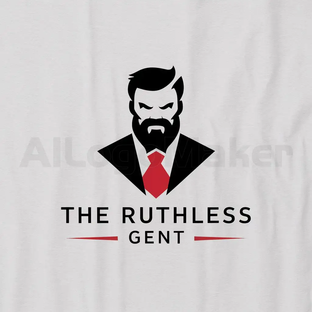 a logo design,with the text "The Ruthless Gent", main symbol:gentleman with beard, red tie,Minimalistic,clear background