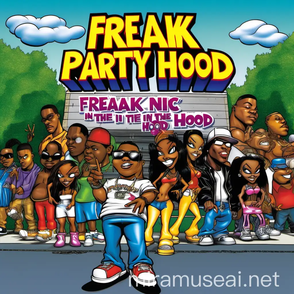 Vibrant Freaknic Party Album Cover Featuring Cartoon Models in Urban Setting 2001