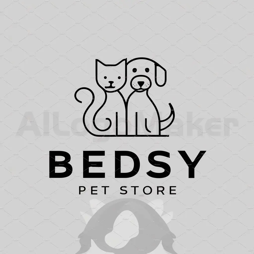 LOGO-Design-For-Bedsy-Pet-Store-Vibrant-Cat-and-Dog-Emblem-for-Pet-Lovers