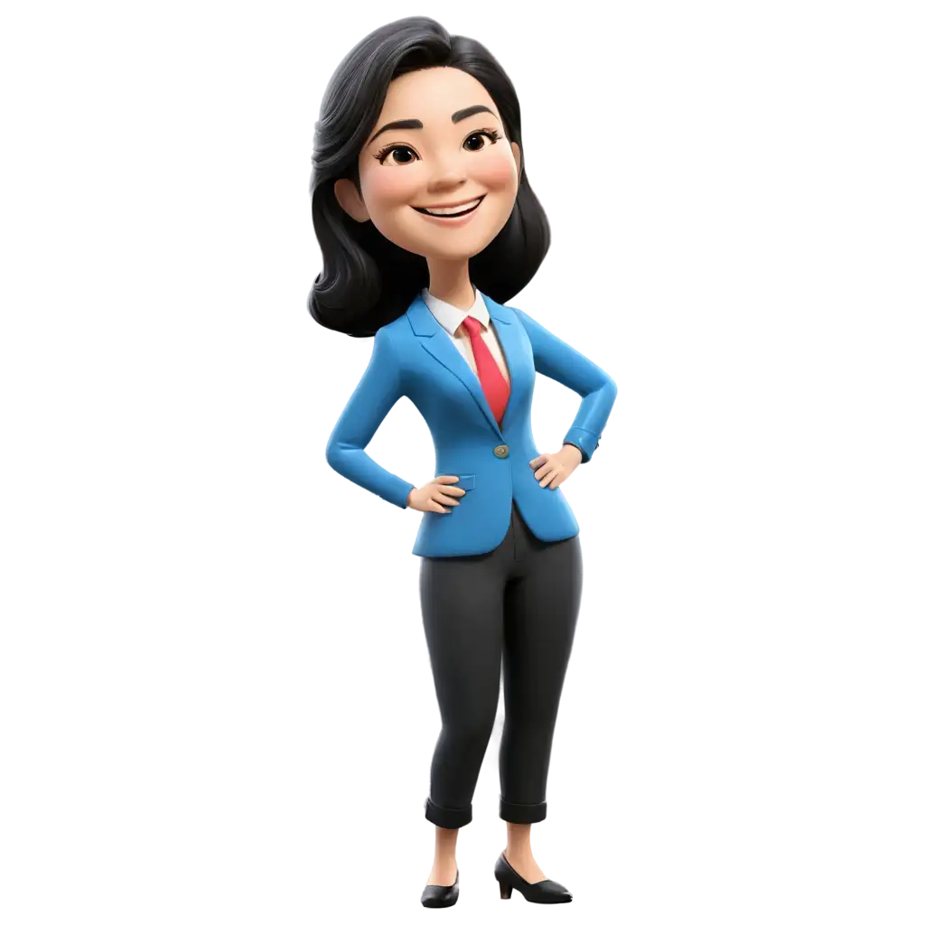 cartoon figure of happy Paethongtharn Shinawatra