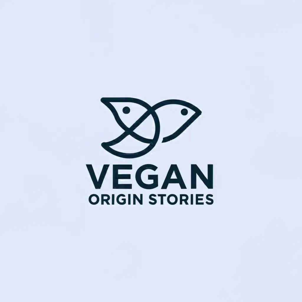 a logo design,with the text "Vegan Origin Stories", main symbol:fish,Minimalistic,clear background