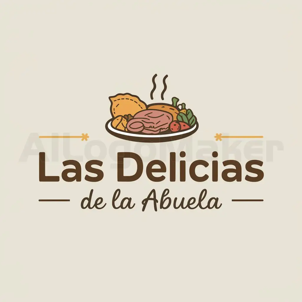 LOGO-Design-for-Las-Delicias-de-la-Abuela-Appetizing-Food-Symbol-for-a-Memorable-Restaurant-Experience