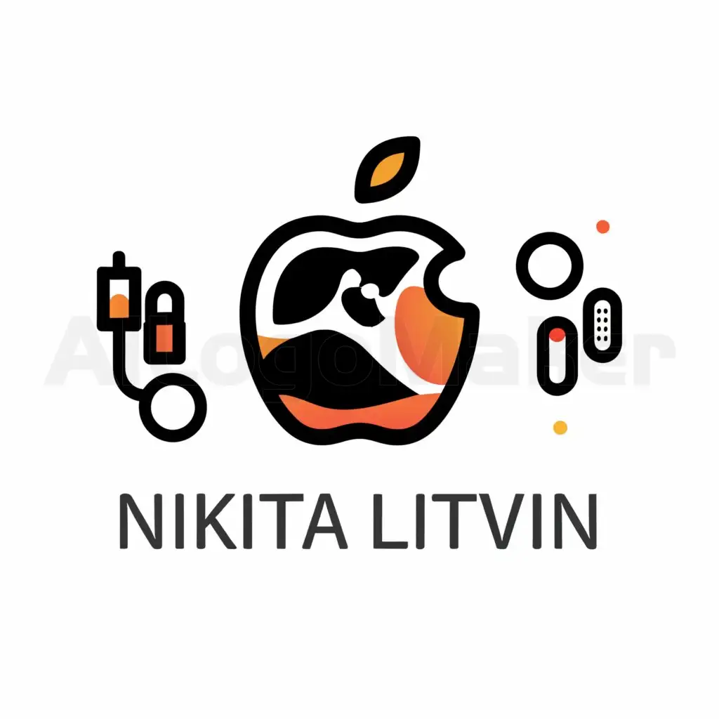 a logo design,with the text 'Nikita Litvin', main symbol:Apple,iPhone,AirPods,complex,be used in Technology industry,clear background