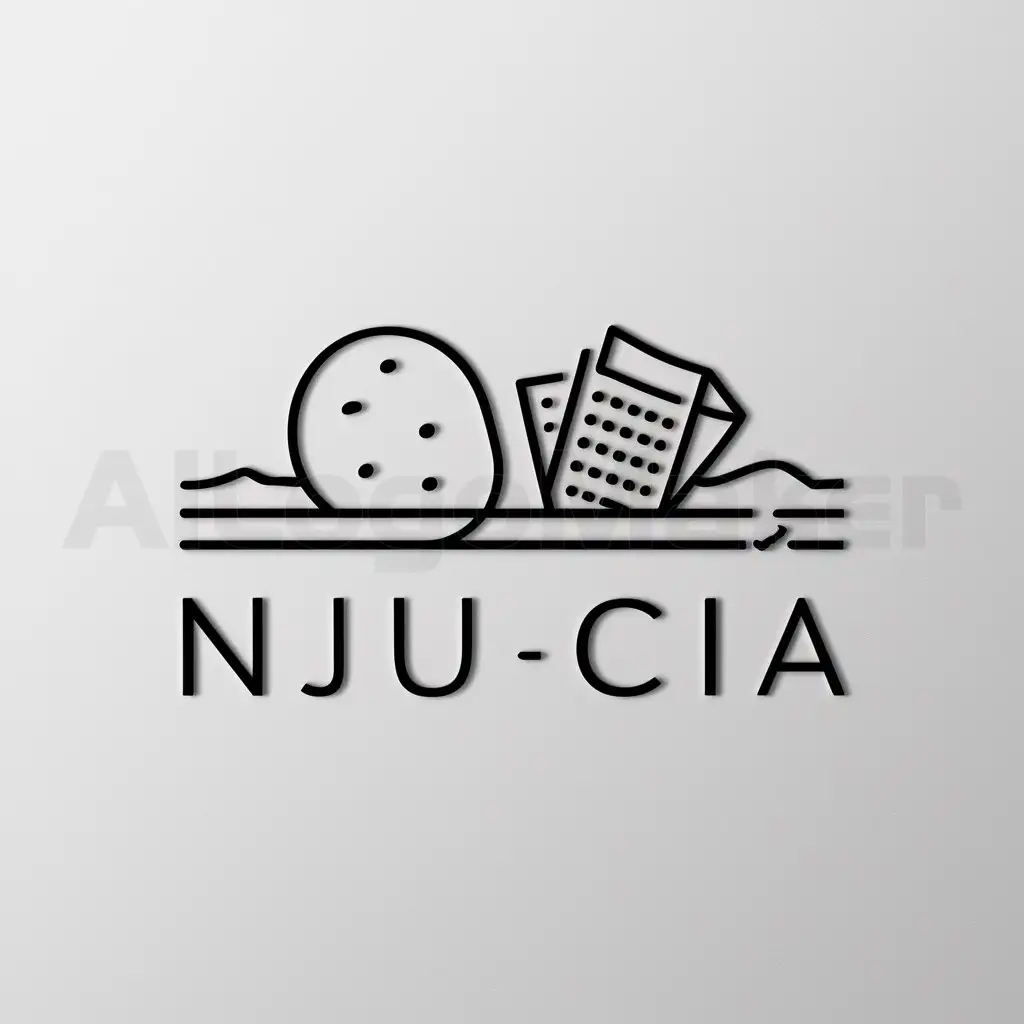 a logo design,with the text "NJU-CIA", main symbol:potato;newspaper;landscape orientation,Minimalistic,be used in Home Family industry,clear background