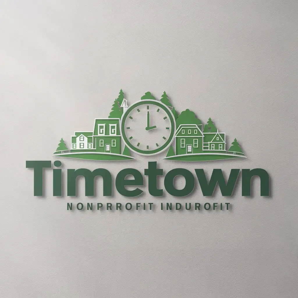 LOGO-Design-for-TimeTown-Clock-Symbol-with-Serene-Townscape-in-Moderate-Style