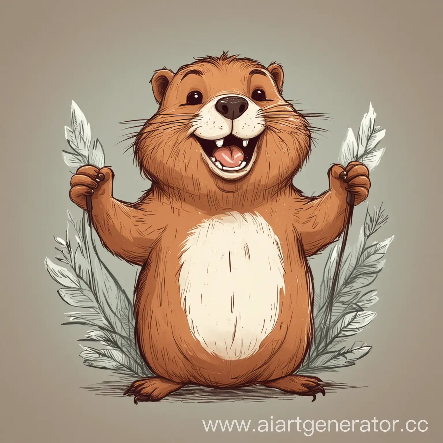 Cheerful-Beaver-Drawing