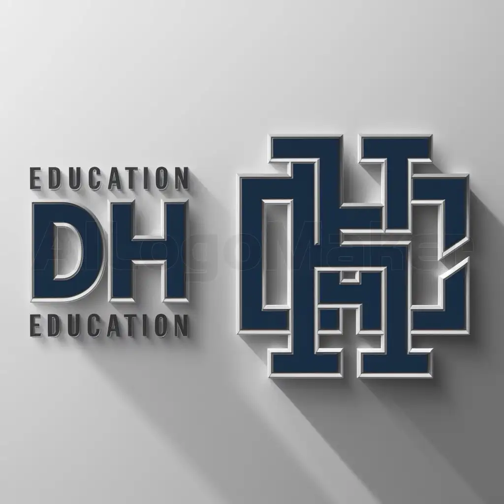 a logo design,with the text "DH", main symbol:DH,complex,be used in Education industry,clear background